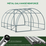 Serre de Jardin Tunnel Surface Sol 12 m² 4L x 3l x 2H m châssis Tubulaire renforcé 25 mm Double Porte avec poignées Blanc