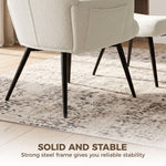 Fauteuil de Salon avec Repose-Pied, Fauteuil d'Appoint Capitonné en Peluche Teddy, Dossier Haut, Poches Latérales, Beige