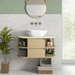 Meuble sous lavabo salle de bain suspendu meuble sous vasque avec tiroirs à fermeture douce et étagères, marron