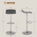 Lote de 2 taburetes de bar de diseño contemporáneo, giratorios 360°, de altura regulable, con reposapiés, 39x39x67-87 cm, negros