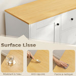 Buffet Cuisine, Meuble de Rangement avec 5 Tiroirs et Porte, Style Rustique, 100 x 40 x 94 cm, Blanc