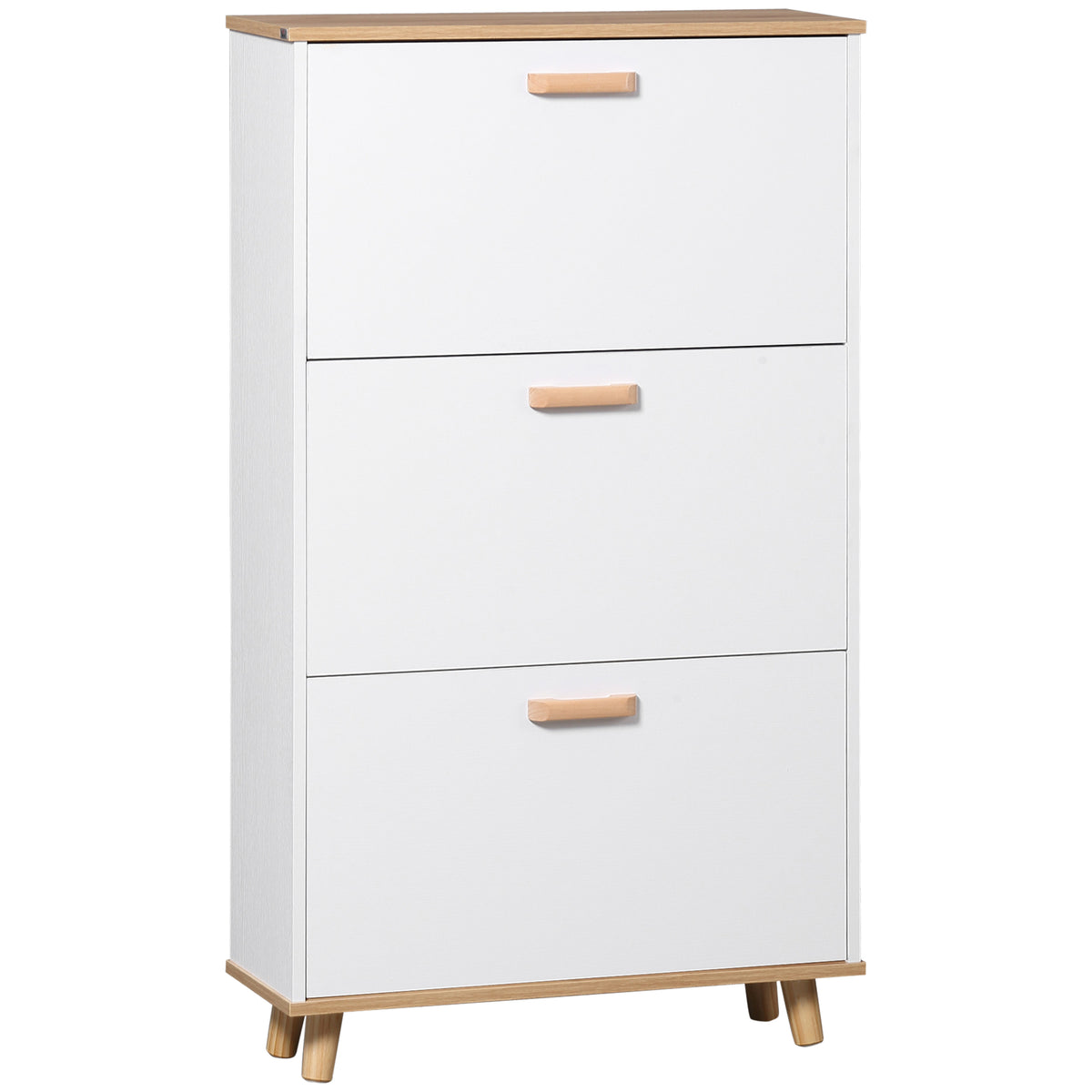 Meuble à chaussures style scandinave 3 abattants 70 x 23,5 x 122 cm blanc