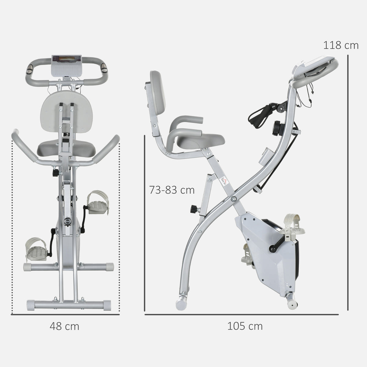 Vélo d'appartement pliant 8 niveaux de résistance magnétique dossier selle réglable poignées ergonomiques noir gris