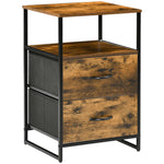 Table de Chevet avec 2 Tiroirs Tissus Table d'appoint petit Meuble de Rangement Style Industriel Commode 2 tiroirs - 45 x 40 x 70,5 cm - Bois et métal