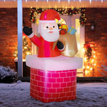Aufblasbarer Weihnachtsmann Weihnachtsdekoration für den Außenbereich mit LED-Lichtern, Geschenkesack und Kamin 130 x 82 x 195 cm rot