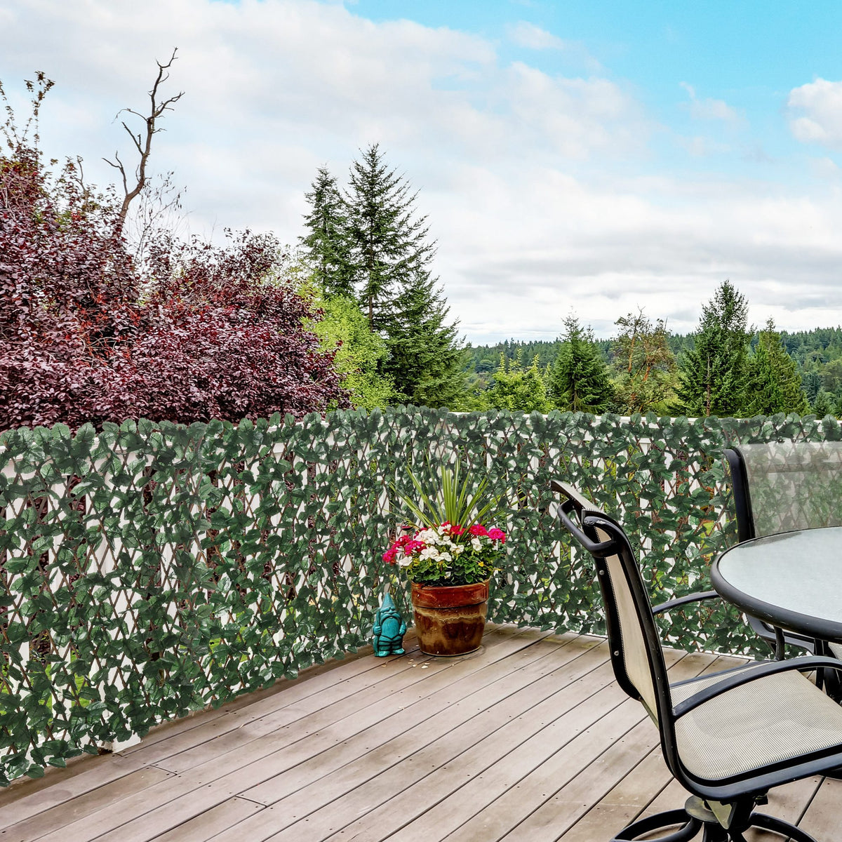 Haie artificielle feuilles murale brise-vue 2 panneaux longueur ajustable 295 x 70 cm treillis extensible en PE vert