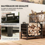 Porte-bûches, range-bûches, avec transporteur amovible, intérieure, 49l x 34P x 44H cm, métal, noir