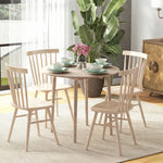 Folding dining table with 2 drop leaves - extendable round table - space-saving with wooden legs Ø89 x 73.5H cm