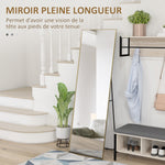 Grand miroir pleine longueur rectangulaire, 50 x 160 cm, miroir sur pied, mural ou pocé contre mur, doré