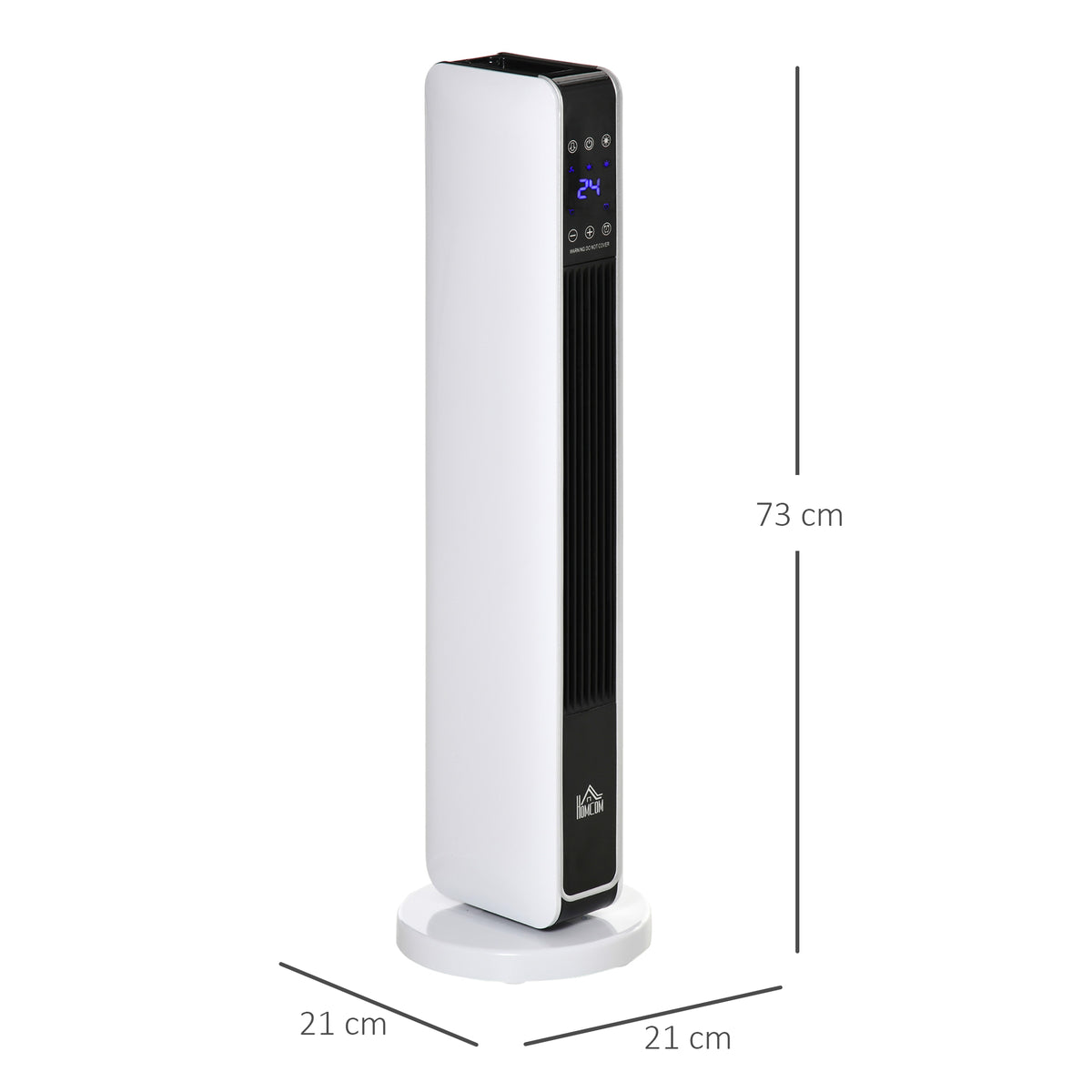 Oscillerende keramische elektrische luchtverhitter 1100/2200 W, PTC, afstandsbediening inbegrepen, timer 8u, 21 x 21 x 73 cm