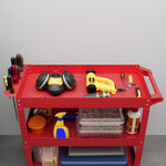 Chariot desserte d'atelier acier 3 plateaux sur roulettes avec poignée charge max. 150 kg 83 x 35,3 x 76 cm acier rouge