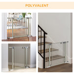 Lot de 2 barrières de sécurité pour animaux domestique avec fermeture automatique double verrouillage largeur 75-103 cm