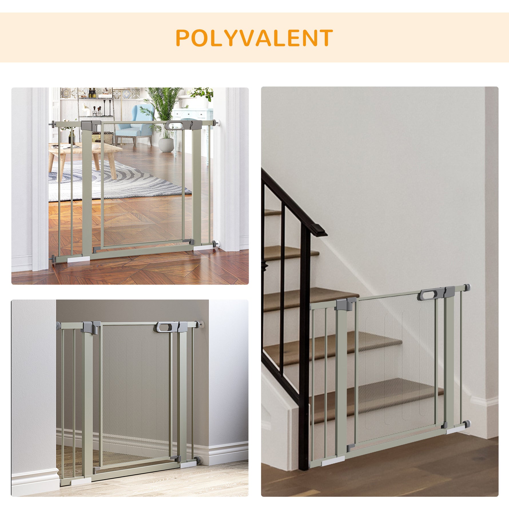 Lot de 2 barrières de sécurité pour animaux domestique avec fermeture automatique double verrouillage largeur 75-103 cm