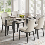Table à manger rectangulaire pour 4 personnes, 130 x 70 x 75 cm, table de cuisine avec plateau en pierre frittée, marron