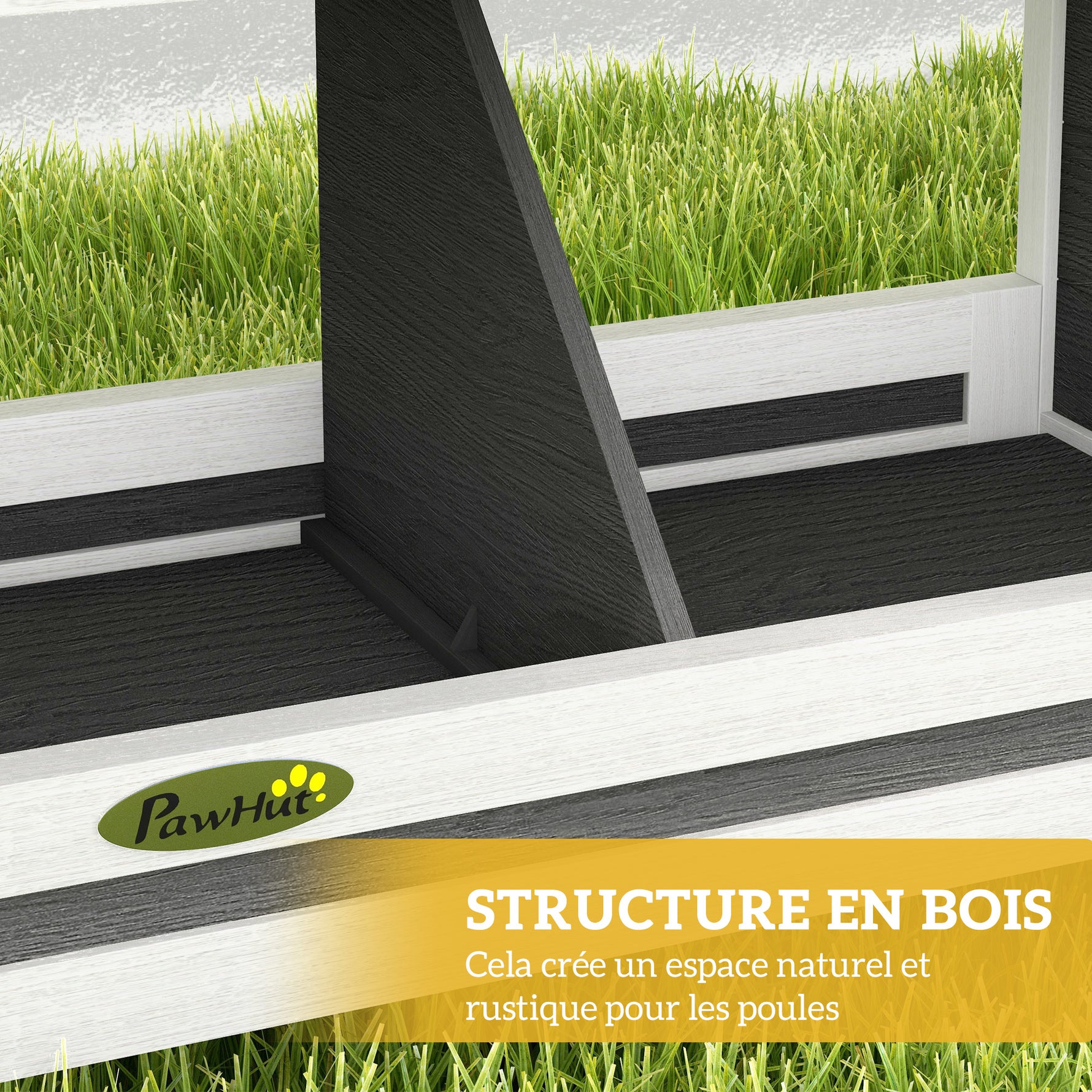 Pondoir nichoir pour poules 3 emplacements avec toit asphalte structure en bois 66 x 37 x 34 cm gris noir