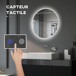 Miroir rond lumineux LED de salle de bain Ø 60 cm mural avec éclairage interrupteur tactile système antibuée  29 W gris