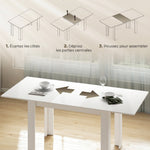 Extendable dining table, rectangular kitchen table, for 6-8 people, 140-180 x 80 cm, white