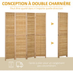 Paravent en bois séparateur de pièce closion de séparation pliable 4 panneaux en bambou 160 x 170 cm naturel clair