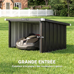 Abri Robot Tondeuse Garage pour Robot Tondeuse avec Toit incliné en acier galvanisé, 108 x 86 x 62,5 cm, gris foncé