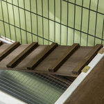 Clapier à lapins cage lapin intérieur, avec bac amovible, 2 portes verrouillables, échelle, 90 x 53 x 87 cm, café