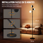 Lampadaire LED lampadaires sur pied salon dimmable 2700K-6000K 4150 lm 3 têtes rotatives Ø 25 x 170 cm noir