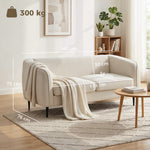 Canapé 2 places en velours, canapé de salon moderne 160 cm, assise large rembourrée, coussin épais à ressorts, beige