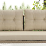 Banc Suspendu Extérieure 2 Places en Résine Tressée avec Coussins et Chaînes en Acier, 115x66x44cm, Beige