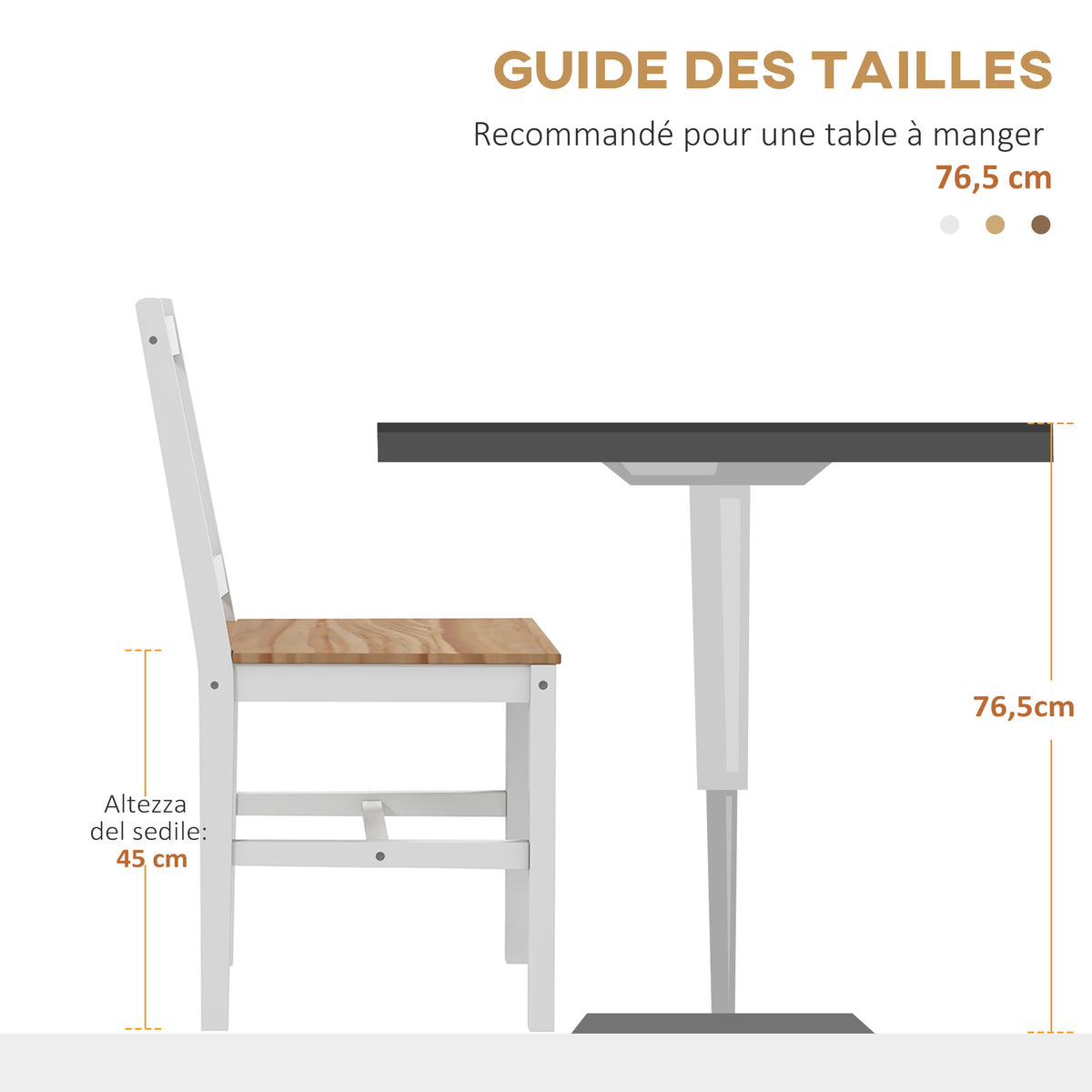 Set di 4 sedie dal design stile casa di campagna, struttura bianca – Perfette per sala da pranzo, cucina o soggiorno