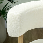 Canapé 1 place en tissu bouclette, fauteuil de salon rembourré avec dossier incurvé, assise large, 67x67x71cm, crème