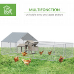 Enclos poulailler parc grillagé extérieur 18 m² chenil volière espace couvert acier galvanisé 6 x 3 x 1,95 m-4