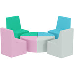 Parcours motricité bébé 8PCS, module motricité bébé mousse EPE et housse en PU, design table et chaises, multicolore
