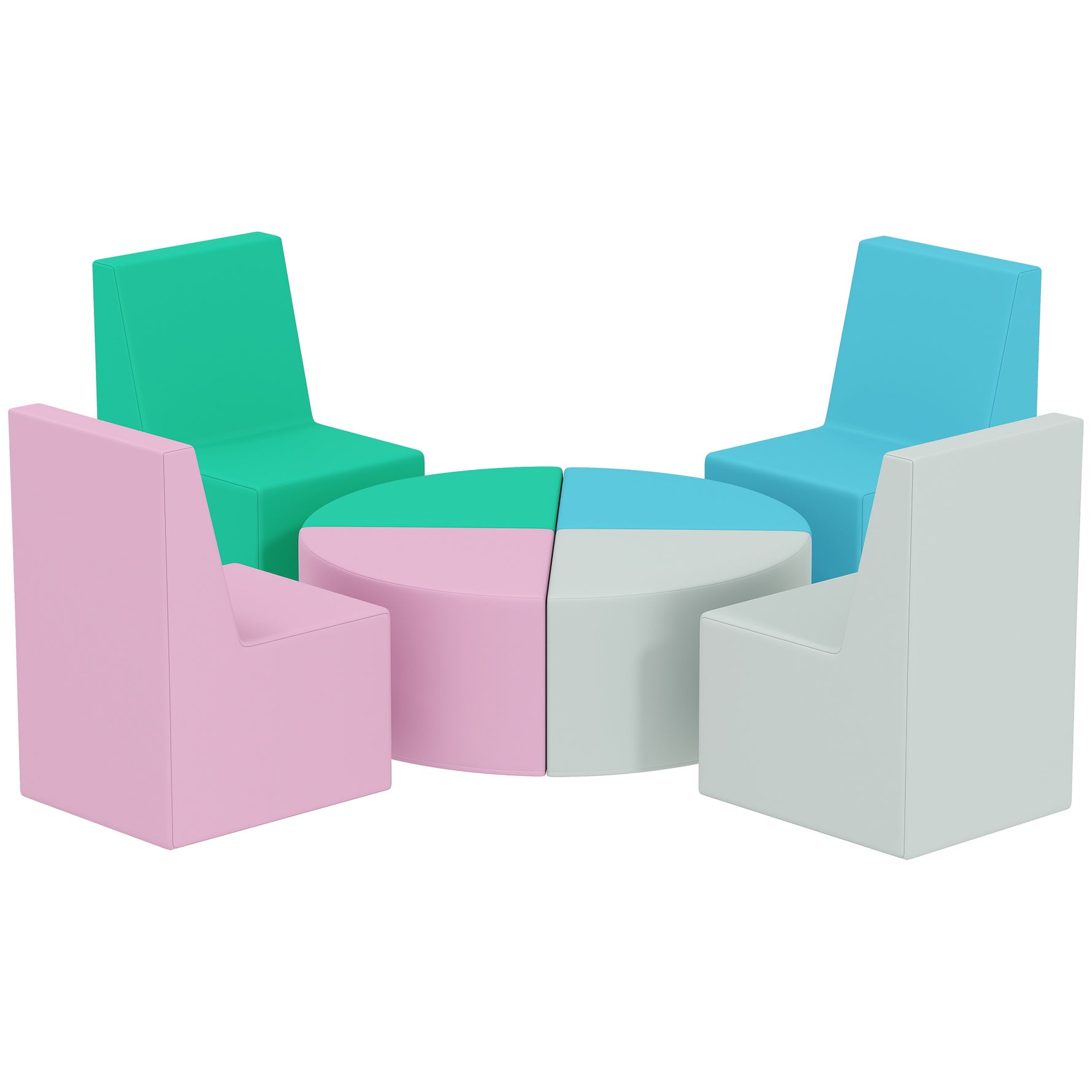 Parcours motricité bébé 8PCS, module motricité bébé mousse EPE et housse en PU, design table et chaises, multicolore