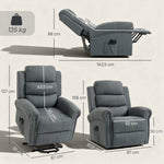 Fauteuil releveur électrique, fauteuil relax électrique avec fonction massage et chauffage, 87 x 87,5 x 108 cm, gris