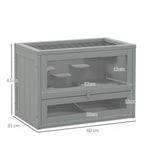 Cage pour hamsters souris petits rongeurs multi-équipements rampe plateformes toit ouvrant grillagé 60 x 35 x 42 cm gris