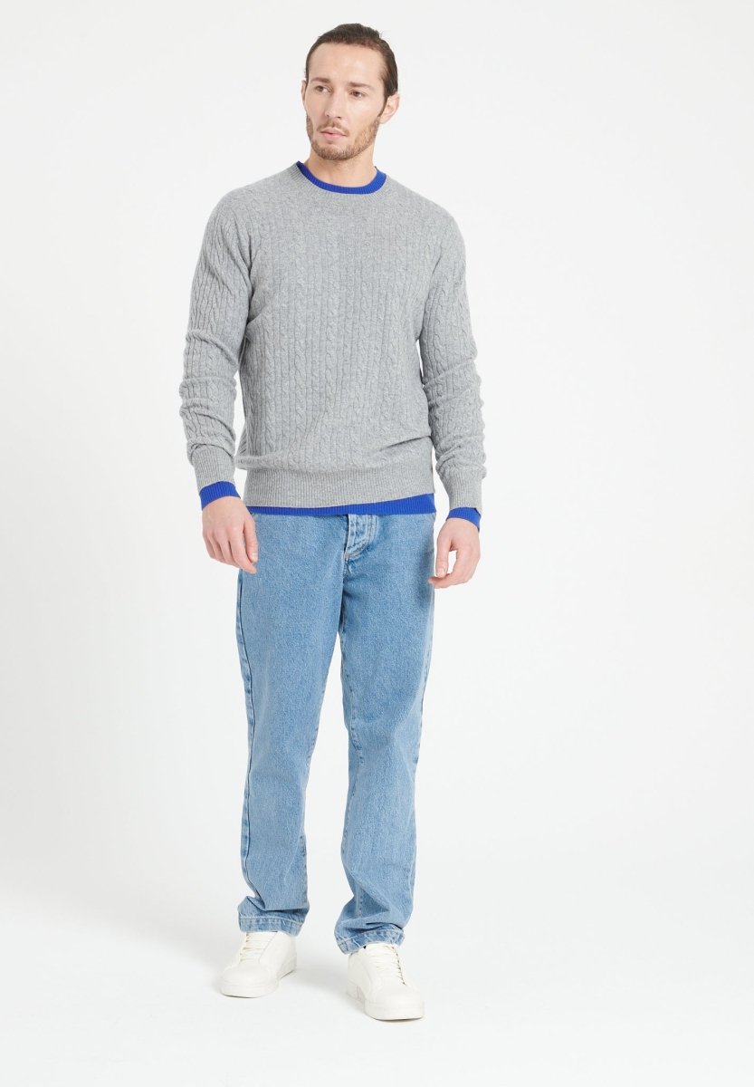 Pull col rond homme en cachemire gris clair - ZACH 5
