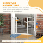 Barrière de sécurité animaux porte fermeture automatique système de double verrouillage sans perçage 1 extension blanc