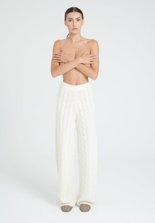 Pantalon femme en cachemire 6 fils blanc écru - ZAYA 6