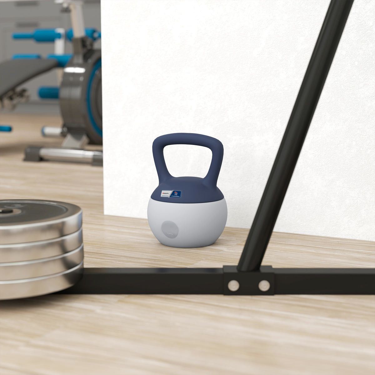Kettlebell 10 kg – Kollaboration .fr x FFHandball – Hantel mit rutschfestem Griff, grau und blau