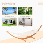 Hamac de jardin avec support en bois hamac sur pied 1 personne 3,92L x 1,2l x 1,1H m coloris crème marron