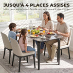 Table à manger rectangulaire pour 4 personnes, 130 x 70 x 75 cm, table de cuisine avec plateau en pierre frittée, marron