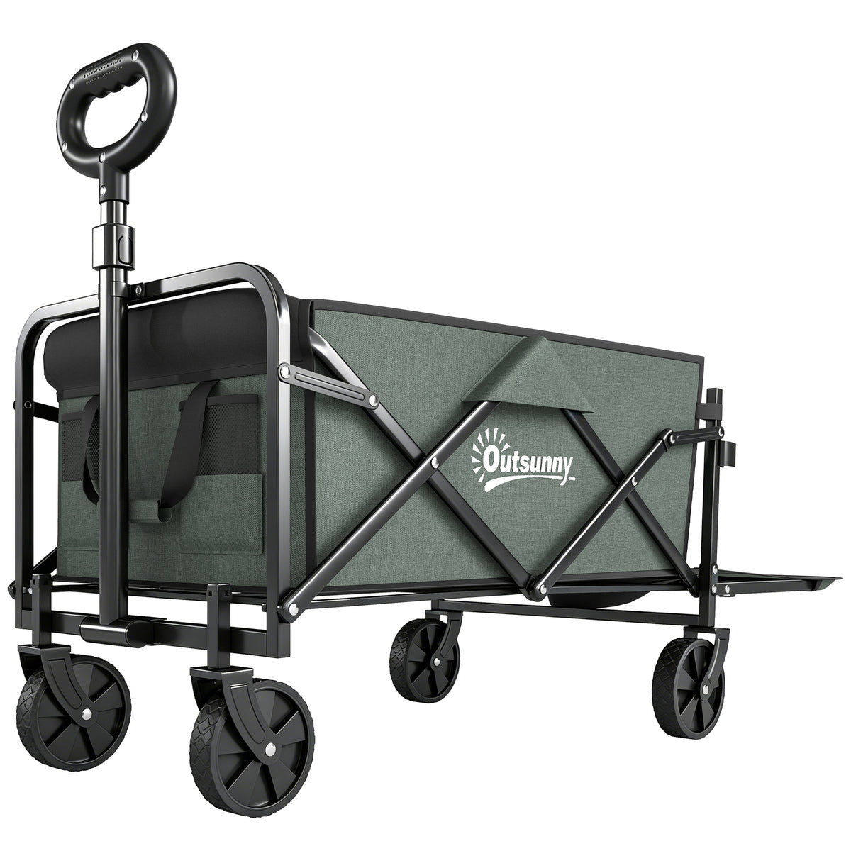 Chariot de transport pliable chariot à roulettes avec poignée télescopique avec ouverture arrière 76 x 48 x 92 cm vert