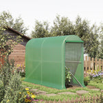 Serre de jardin PE, serre de balcon, bâche renforcée 140 g/m², châssis en acier, porte zippée enroulable, pour légumes plantes fleurs, intérieur et extérieur, 300 x 100 x 200 cm, vert