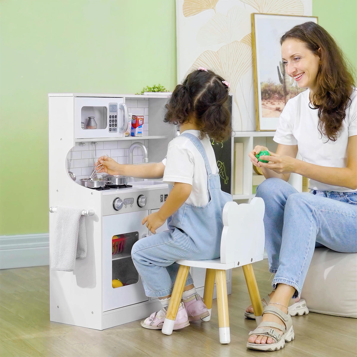 Cuisine enfant jouet d'imitation pour enfant - dinette enfant de 3-8 ans, blanc