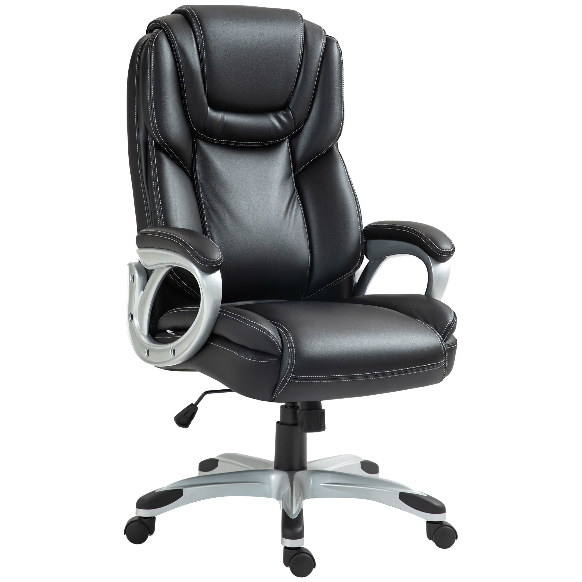 Bureaustoel bureaufautel met kantelfunctie 360° draaibare wielen 66 x 75,5 x 115,5-124,5 cm zwart