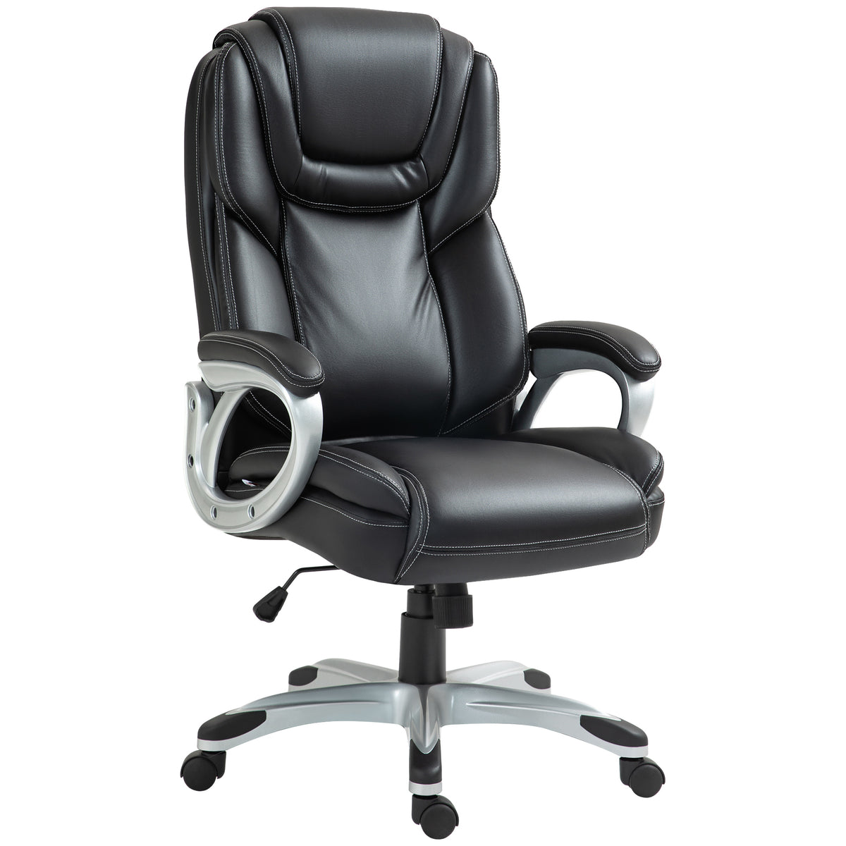 Chaise de bureau fauteuil de bureau avec fonction bascule roulettes pivotantes 360° 66 x 75,5 x 115,5-124,5 cm noir