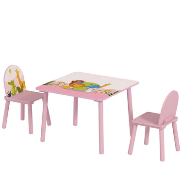 Table enfant avec chaise, ensemble table et 2 chaises en bois pour dessiner, jouer, étudier, rose