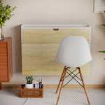 Bureau pliable mural avec étagères de rangement et placard, bureau rabattable, 100 x 18 x 74 cm effet bois naturel