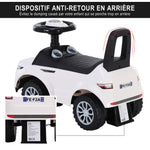 Porteur Enfant Véhicule à Pousser, Porteur Bébé avec Klaxon, Compteurs Factices et Coffre à Jouets, pour Enfants de 12 à 36 Mois, Blanc