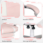 Chaise gaming, fauteuil gaming ergonomique avec repose-pieds, hauteur réglable, dossier inclinable, 63x63x123cm, rose