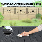 Table de jardin extensible pour 4-6 personnes avec rallonge auto-stockée aluminium avec effet bois 80-160 x 80 cm noir